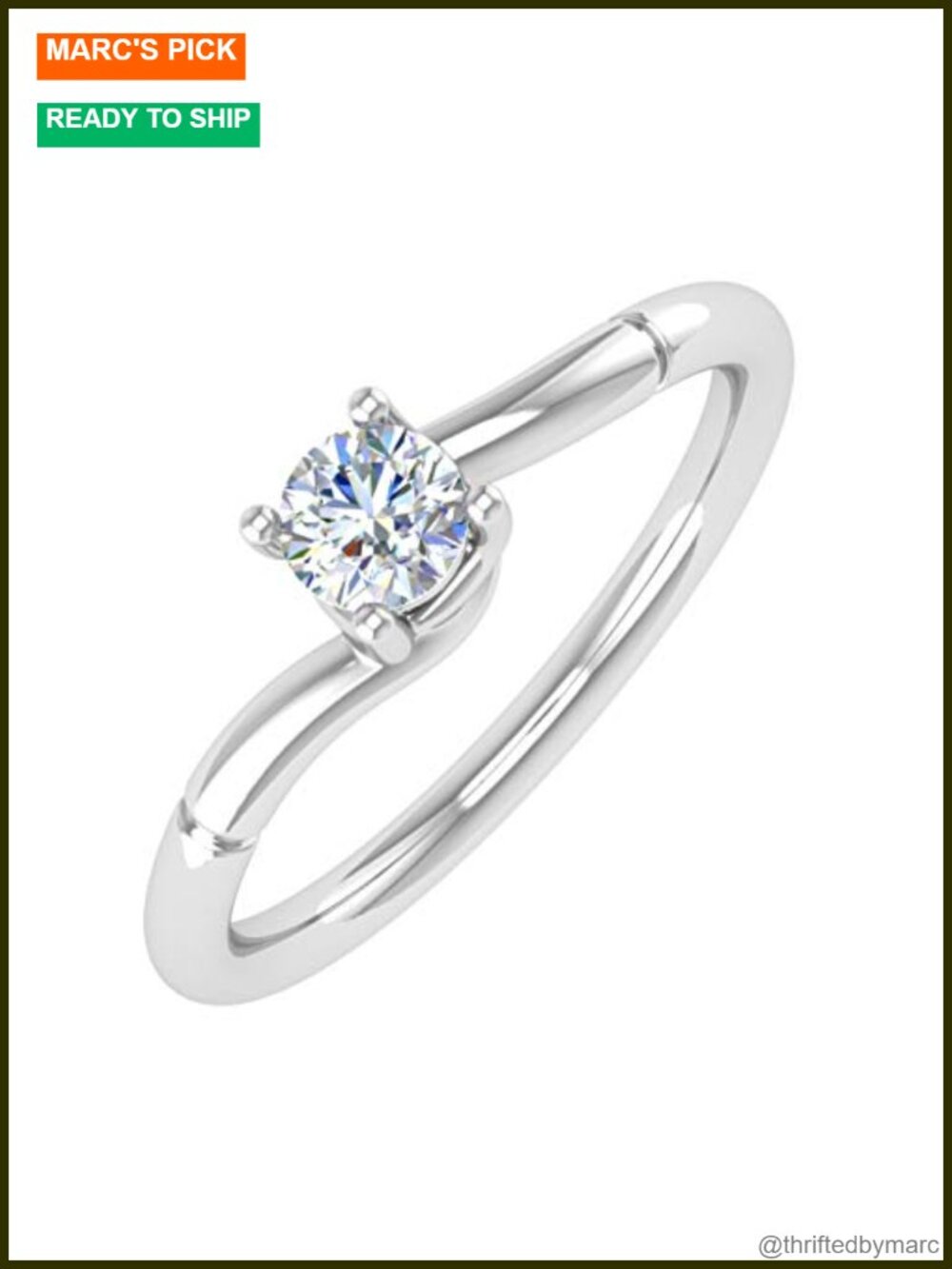 1/4 Carat Diamond Solitaire Engagement Ring 10K Gold Prong Set